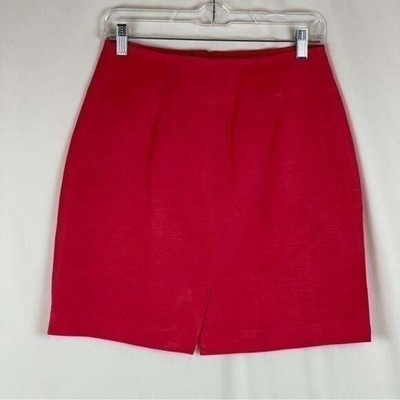 Paul Harris Design Light Red Silk Linen Blend Career Office Skirt NWOT Size 6 - Picture 4 of 11